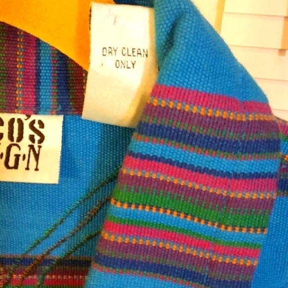 Chico's Blue Cotton Silk Flower Appliques Embroidered Beaded Size 2 Jacket Coat - Picture 7 of 7